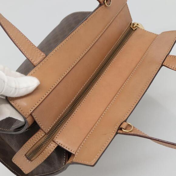 CELINE Macadam Canvas Hand Bag Pvc Leather Brown Gold - Picture 6 of 12